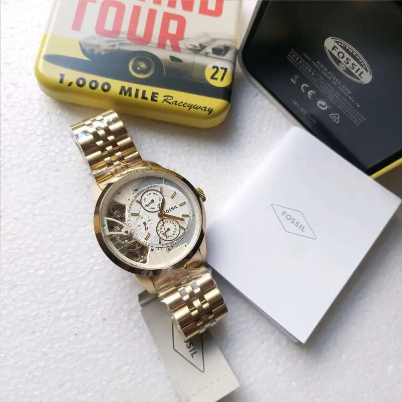 Fossil Townsman Multi-Function White Dial Golden Men's Watch- ME1137